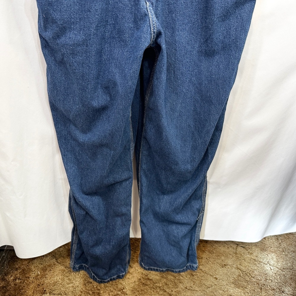 Berne Mens 36x32 Denim Bib Overalls Dark Wash Workwear Blue Cotton Carpenter B - Picture 6 of 12